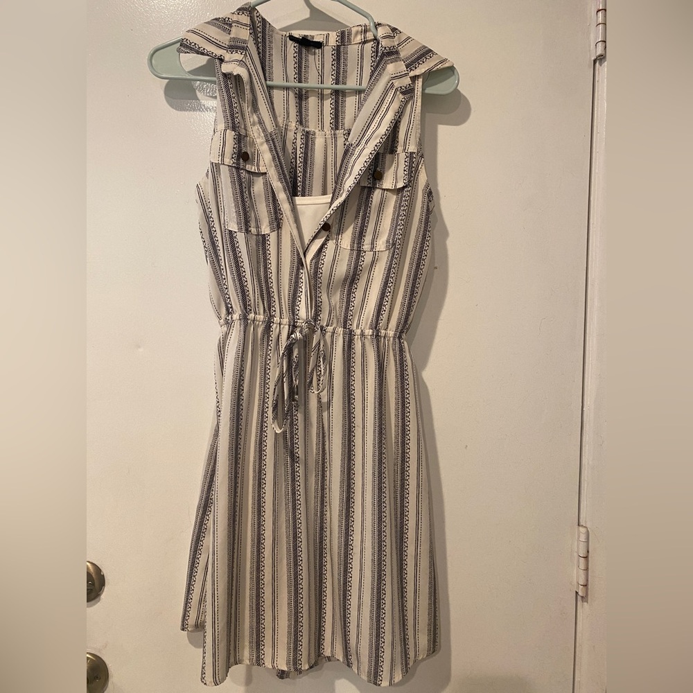Bebop white striped collared dress